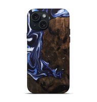 iPhone 15 Wood Live Edge Phone Case - Bailee (Blue, 748420)