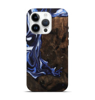 iPhone 15 Pro Wood Live Edge Phone Case - Bailee (Blue, 748420)