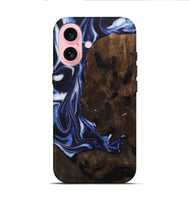 iPhone 16 Wood Live Edge Phone Case - Bailee (Blue, 748420)