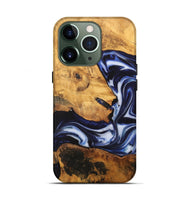 iPhone 13 Pro Wood Live Edge Phone Case - Emmalee (Blue, 748421)