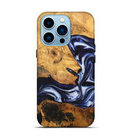 iPhone 14 Pro Wood Live Edge Phone Case - Emmalee (Blue, 748421)