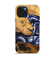 iPhone 15 Wood Live Edge Phone Case - Emmalee (Blue, 748421)