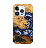 iPhone 15 Pro Wood Live Edge Phone Case - Emmalee (Blue, 748421)