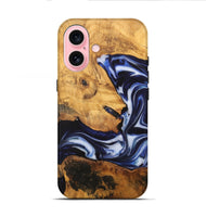 iPhone 16 Wood Live Edge Phone Case - Emmalee (Blue, 748421)