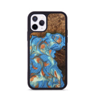 iPhone 11 Pro Wood Phone Case - Justine (Teal & Gold, 748566)