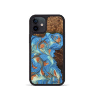 iPhone 12 mini Wood Phone Case - Justine (Teal & Gold, 748566)