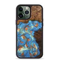 iPhone 13 Pro Max Wood Phone Case - Justine (Teal & Gold, 748566)