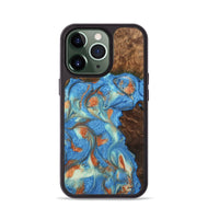 iPhone 13 Pro Wood Phone Case - Justine (Teal & Gold, 748566)