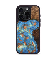 iPhone 15 Pro Wood Phone Case - Justine (Teal & Gold, 748566)