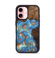 iPhone 16 Wood Phone Case - Justine (Teal & Gold, 748566)