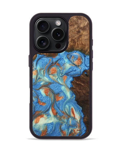 iPhone 16 Pro Wood Phone Case - Justine (Teal & Gold, 748566)