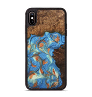 iPhone Xs Max Wood Phone Case - Justine (Teal & Gold, 748566)