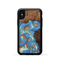 iPhone Xs Wood Phone Case - Justine (Teal & Gold, 748566)