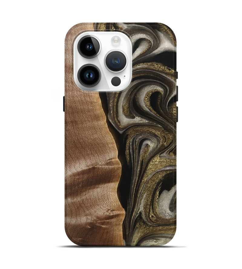 iPhone 15 Pro Wood Live Edge Phone Case - Osiris (Black & White, 748921)