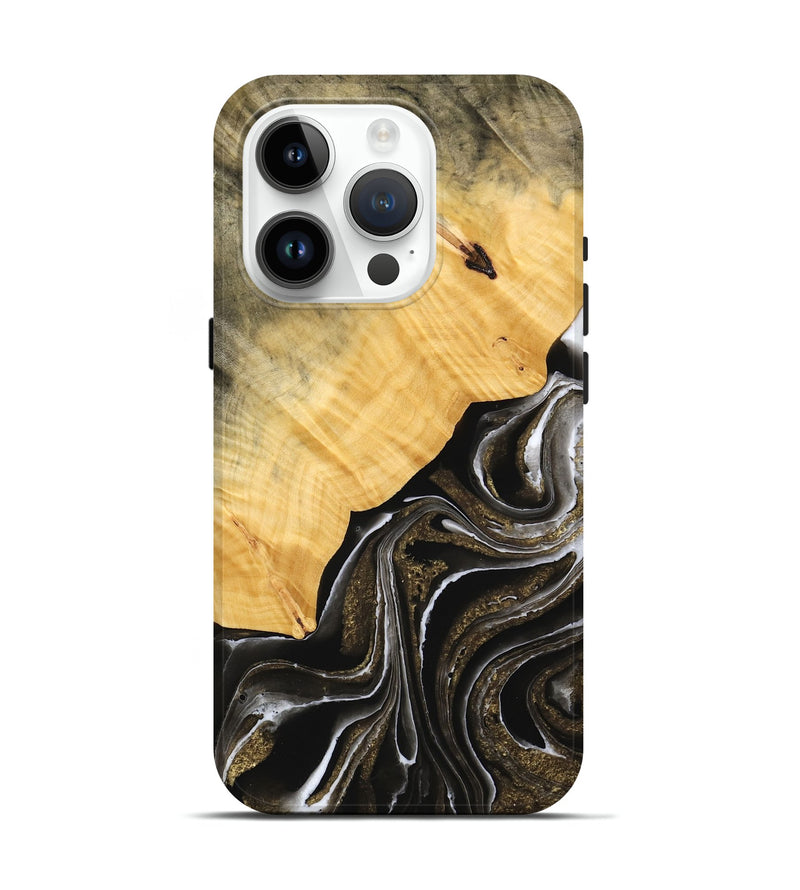 iPhone 15 Pro Wood Live Edge Phone Case - Keely (Black & White, 748938)