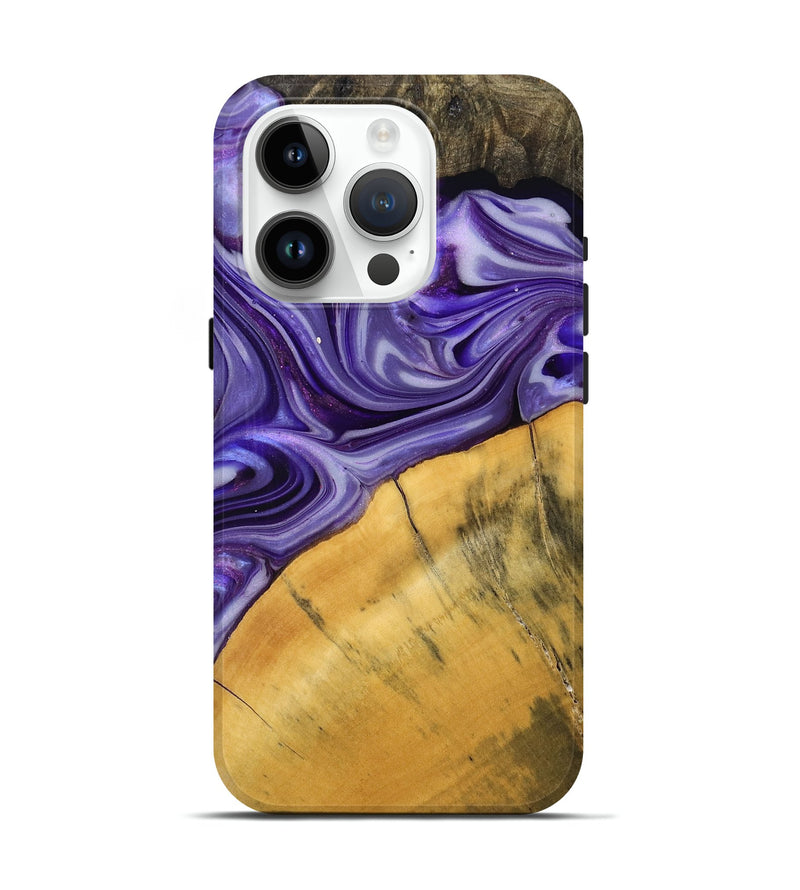 iPhone 15 Pro Wood Live Edge Phone Case - Mabelle (Purple, 748963)