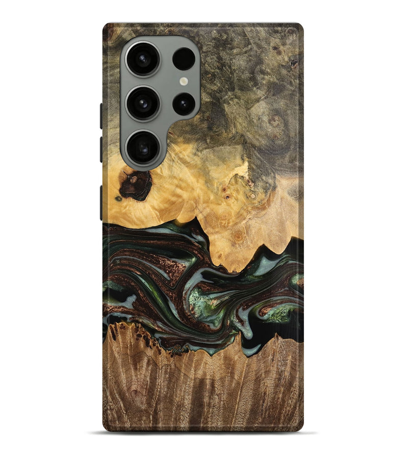 Galaxy S23 Ultra Wood Live Edge Phone Case - Austen (Teal & Gold, 748976)