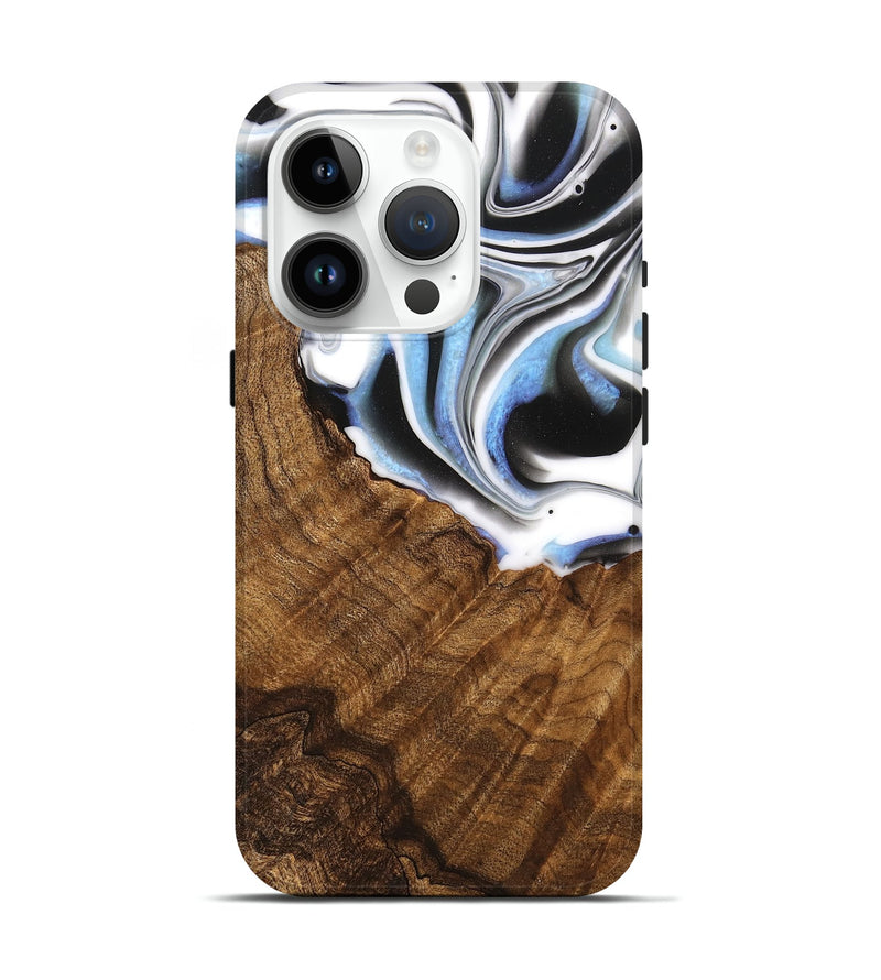 iPhone 15 Pro Wood Live Edge Phone Case - Mercy (Black & White, 748977)