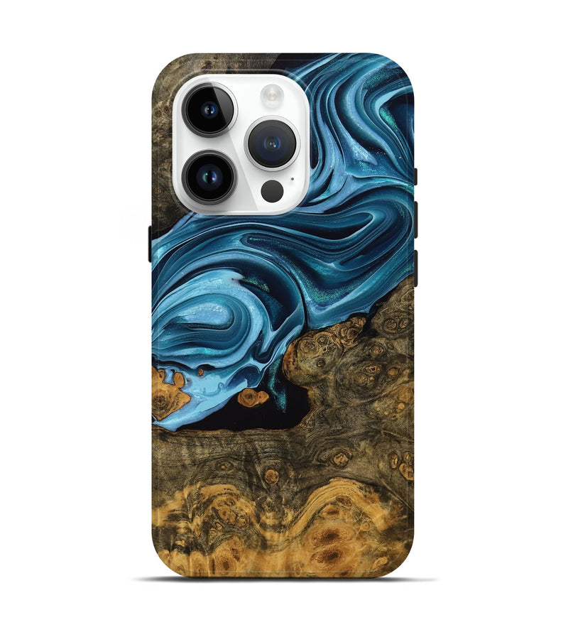 iPhone 15 Pro Wood Live Edge Phone Case - Toni (Blue, 749336)