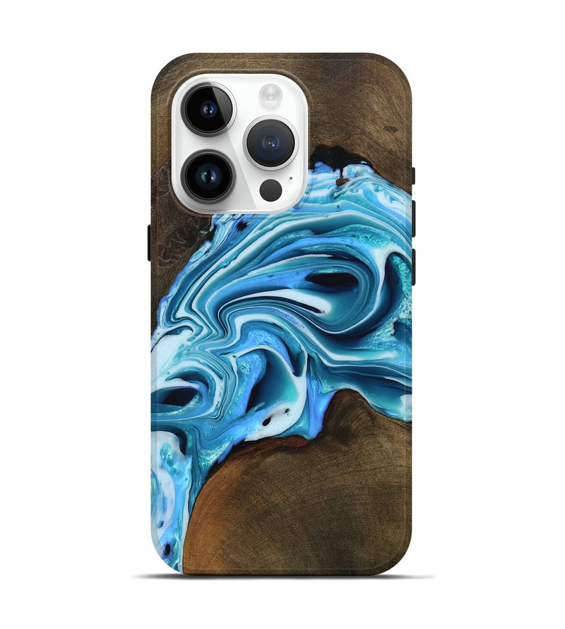 iPhone 15 Pro Wood Live Edge Phone Case - Ami (Blue, 749354)