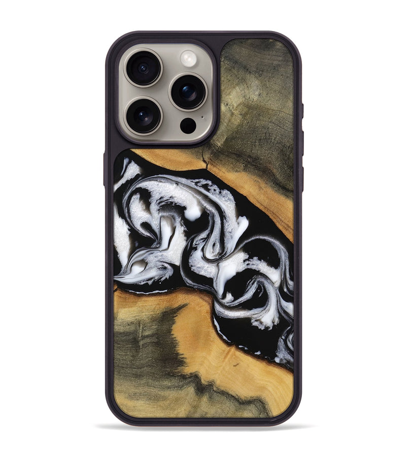 iPhone 15 Pro Max Wood Phone Case - Averi (Black & White, 749394)