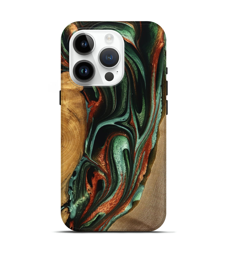 iPhone 15 Pro Wood Live Edge Phone Case - Troy (Green, 749942)