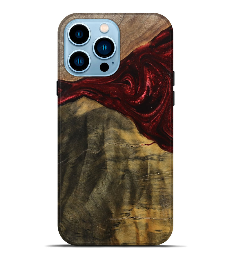 iPhone 14 Pro Max Wood Live Edge Phone Case - Eliza (Red, 750328)