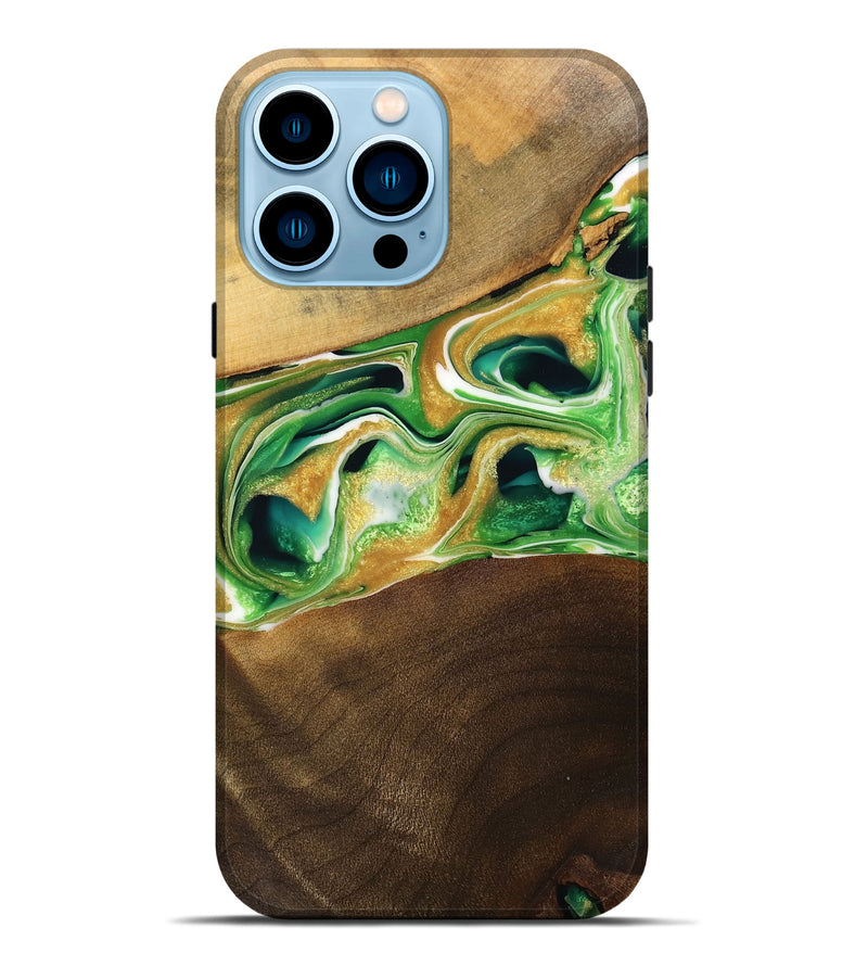 iPhone 14 Pro Max Wood Live Edge Phone Case - Layton (Green, 750332)