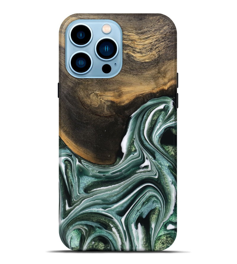 iPhone 14 Pro Max Wood Live Edge Phone Case - Nichole (Green, 750336)