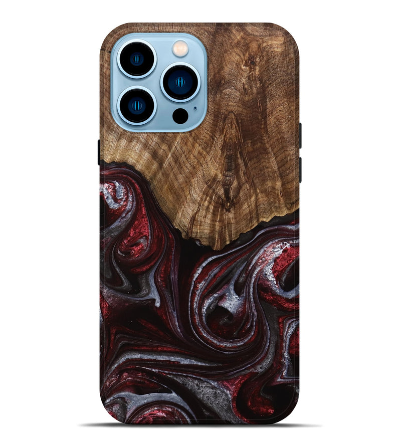 iPhone 14 Pro Max Wood Live Edge Phone Case - Maude (Red, 750338)