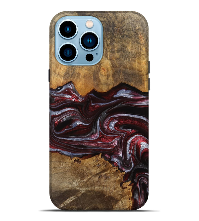 iPhone 14 Pro Max Wood Live Edge Phone Case - Theresa (Red, 750339)