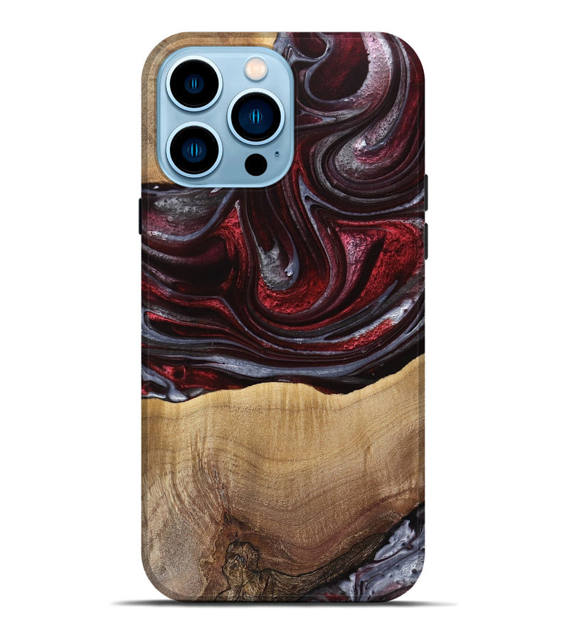 iPhone 14 Pro Max Wood Live Edge Phone Case - Hazel (Red, 750342)