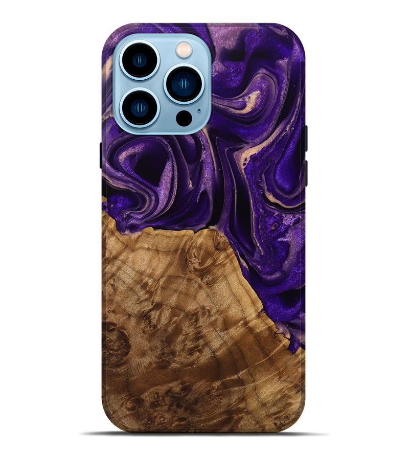 iPhone 14 Pro Max Wood Live Edge Phone Case - Shania (Purple, 750358)