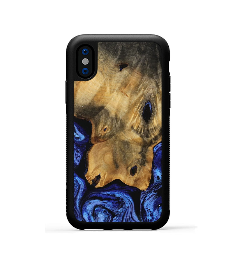 iPhone Xs Wood Phone Case - Lynda (Blue, 751242)