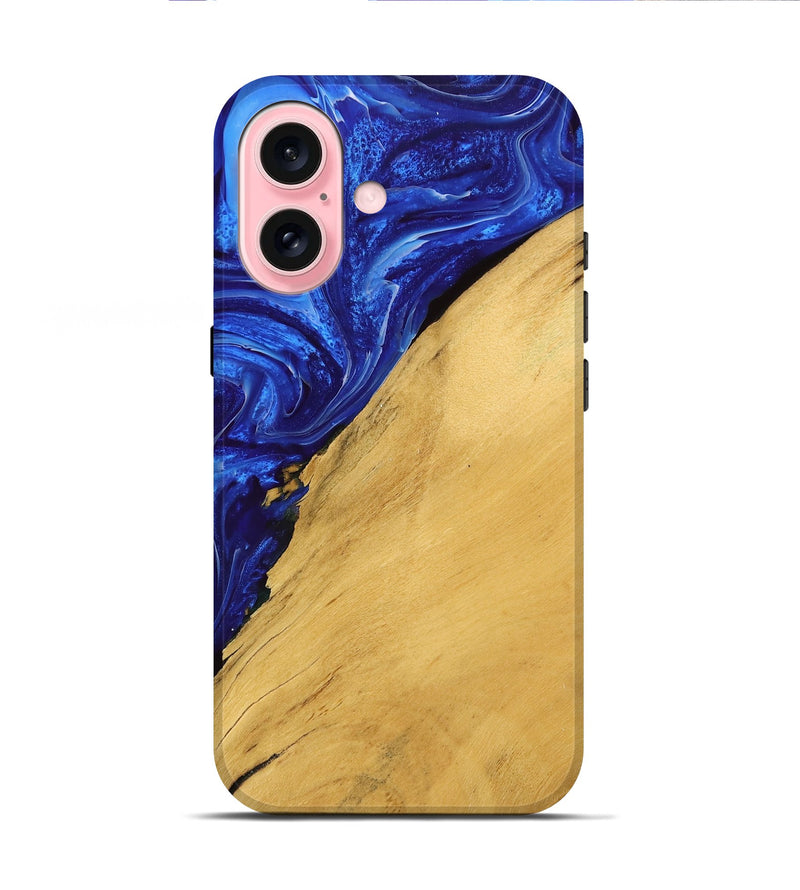 iPhone 16 Wood Live Edge Phone Case - Milena (Blue, 751257)