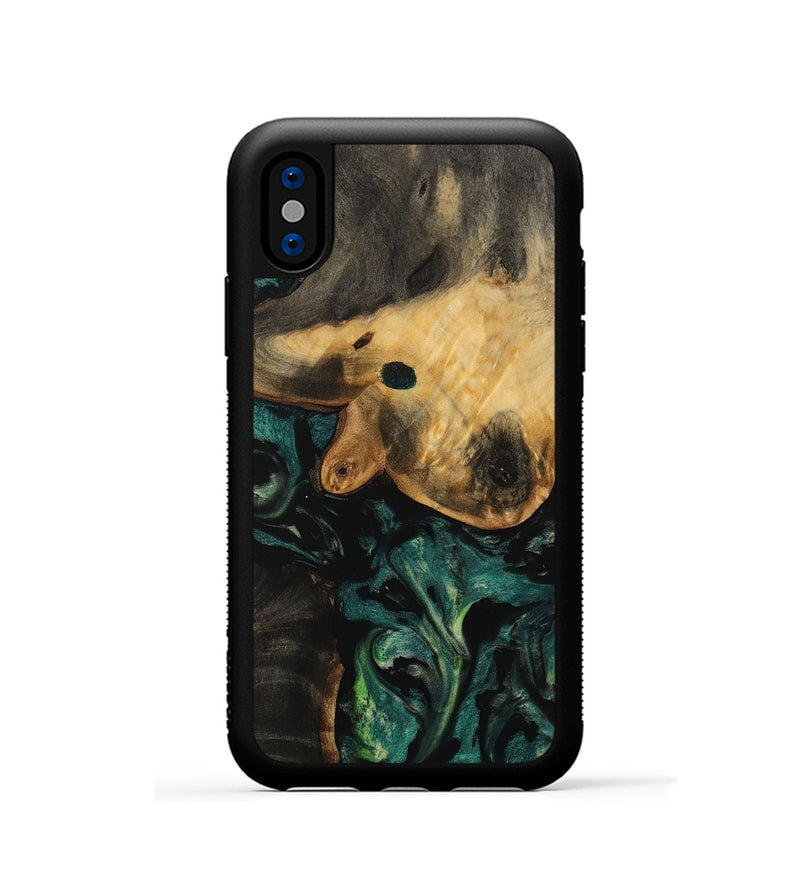 iPhone Xs Wood Phone Case - Ambrose (Green, 751439)