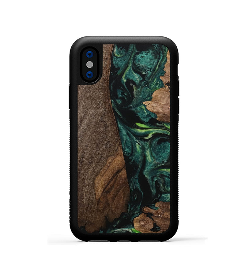 iPhone Xs Wood Phone Case - Zakai (Green, 751450)