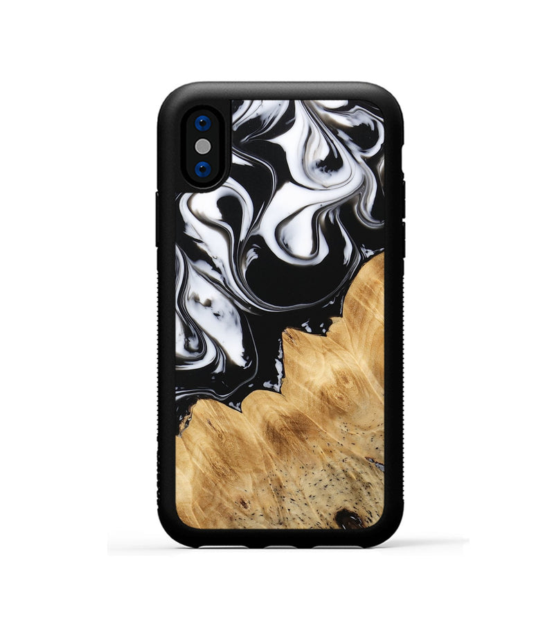 iPhone Xs Wood Phone Case - Austyn (Black & White, 751546)