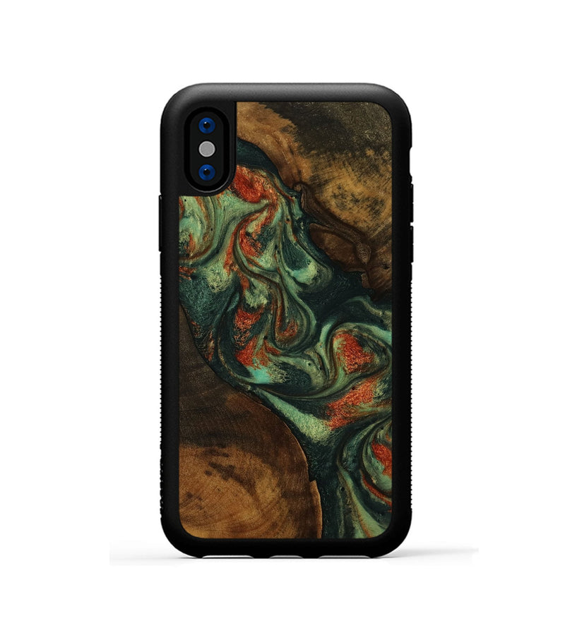 iPhone Xs Wood Phone Case - Vernon (Green, 751604)