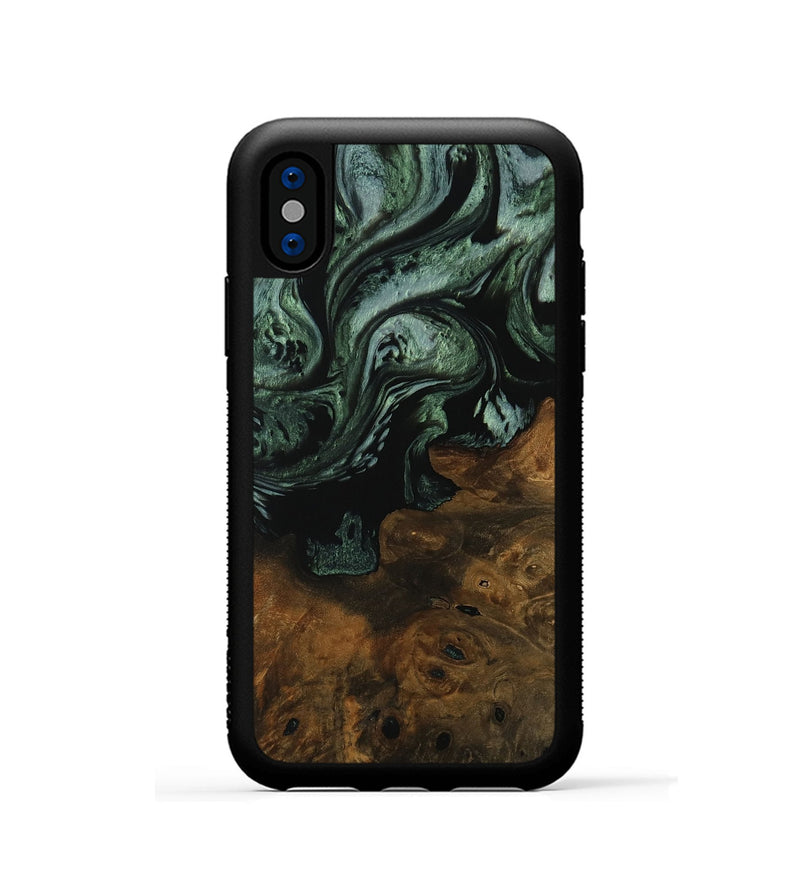 iPhone Xs Wood Phone Case - Juwan (Green, 751657)