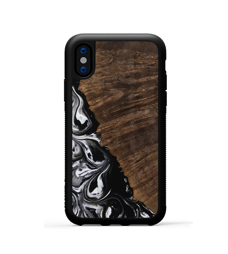 iPhone Xs Wood Phone Case - Johnie (Black & White, 751728)