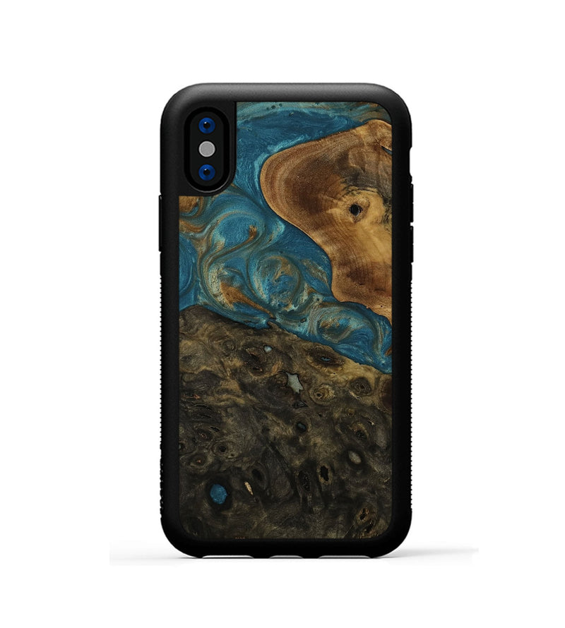 iPhone Xs Wood Phone Case - Hank (Teal & Gold, 751743)