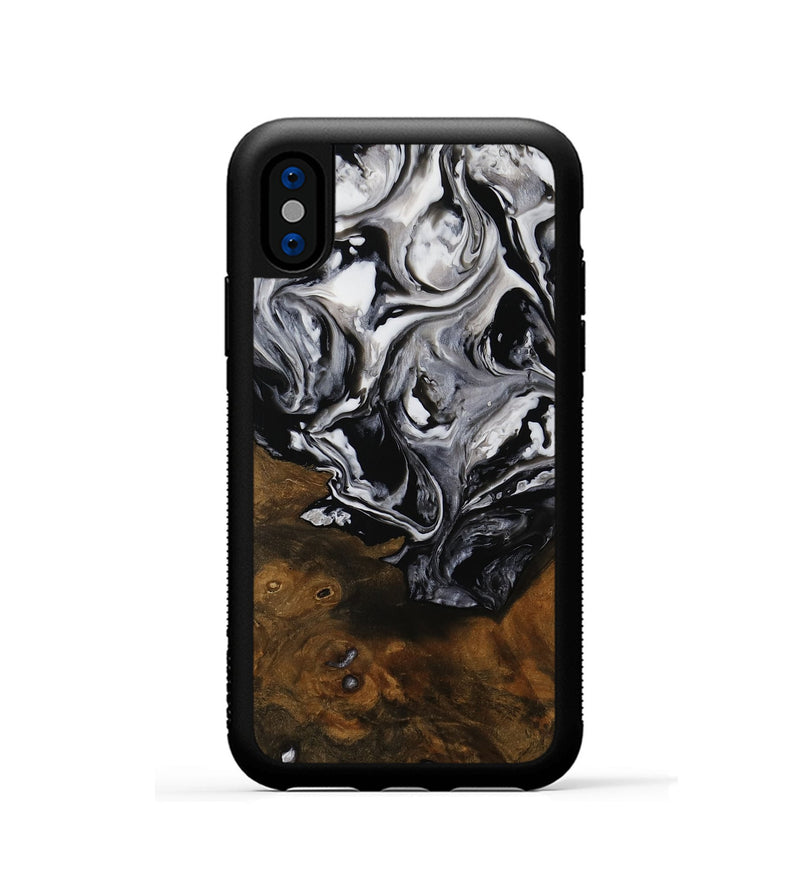 iPhone Xs Wood Phone Case - Trevon (Black & White, 751765)