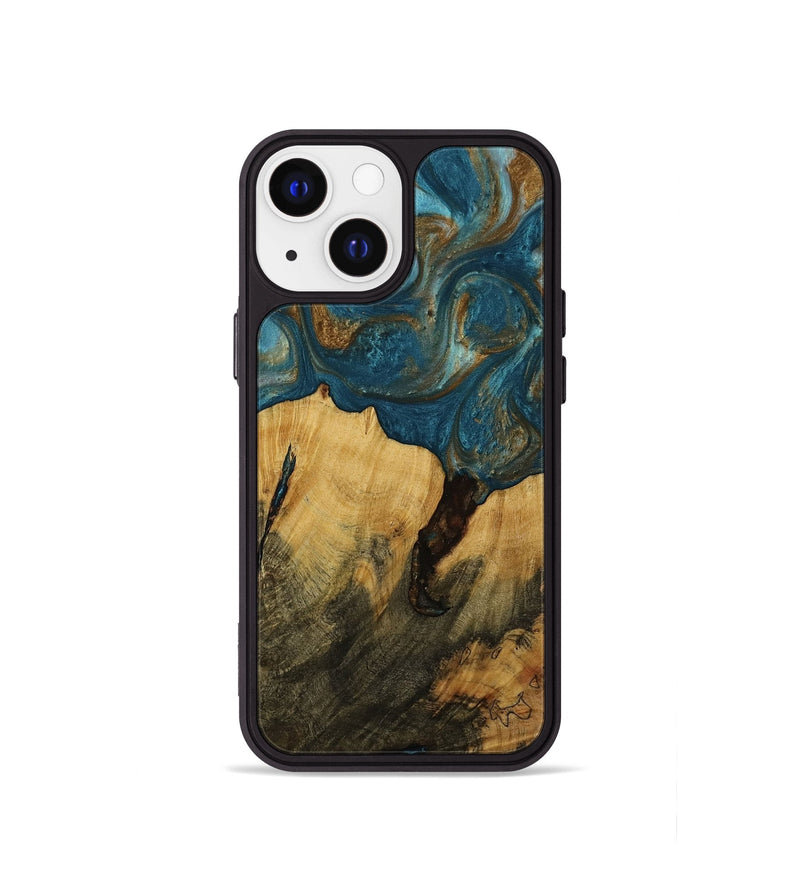 iPhone 13 mini Wood Phone Case - Kyler (Teal & Gold, 751989)