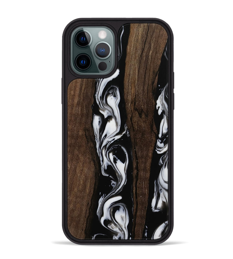 iPhone 12 Pro Max Wood Phone Case - Maye (Black & White, 752023)