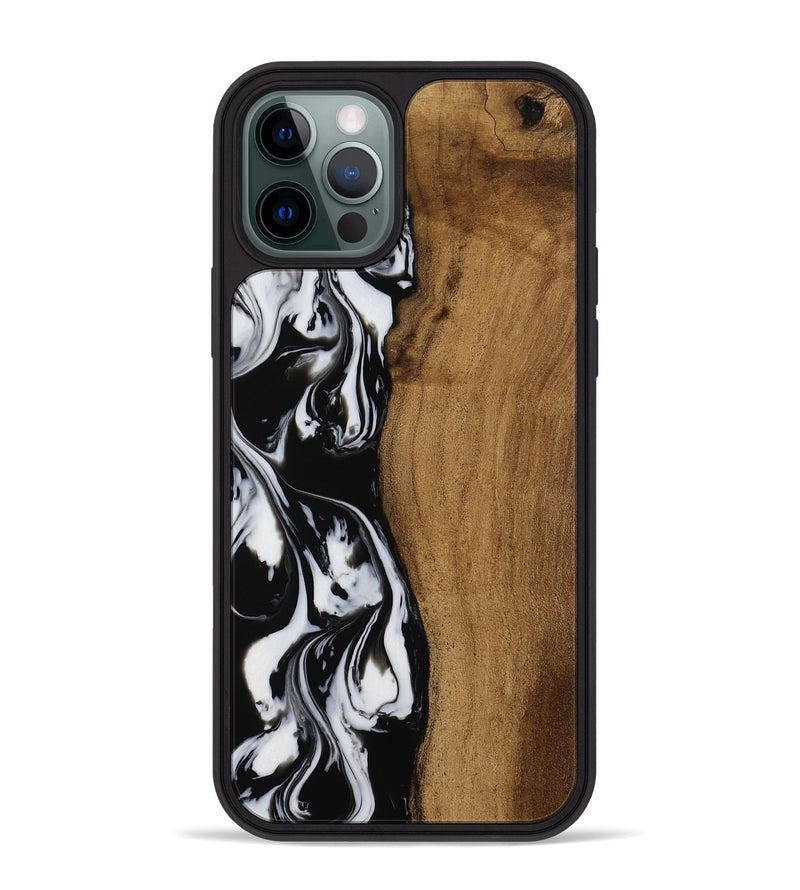 iPhone 12 Pro Max Wood Phone Case - Katia (Black & White, 752024)