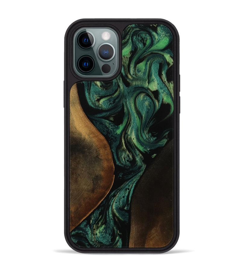 iPhone 12 Pro Max Wood Phone Case - Ty (Green, 752026)