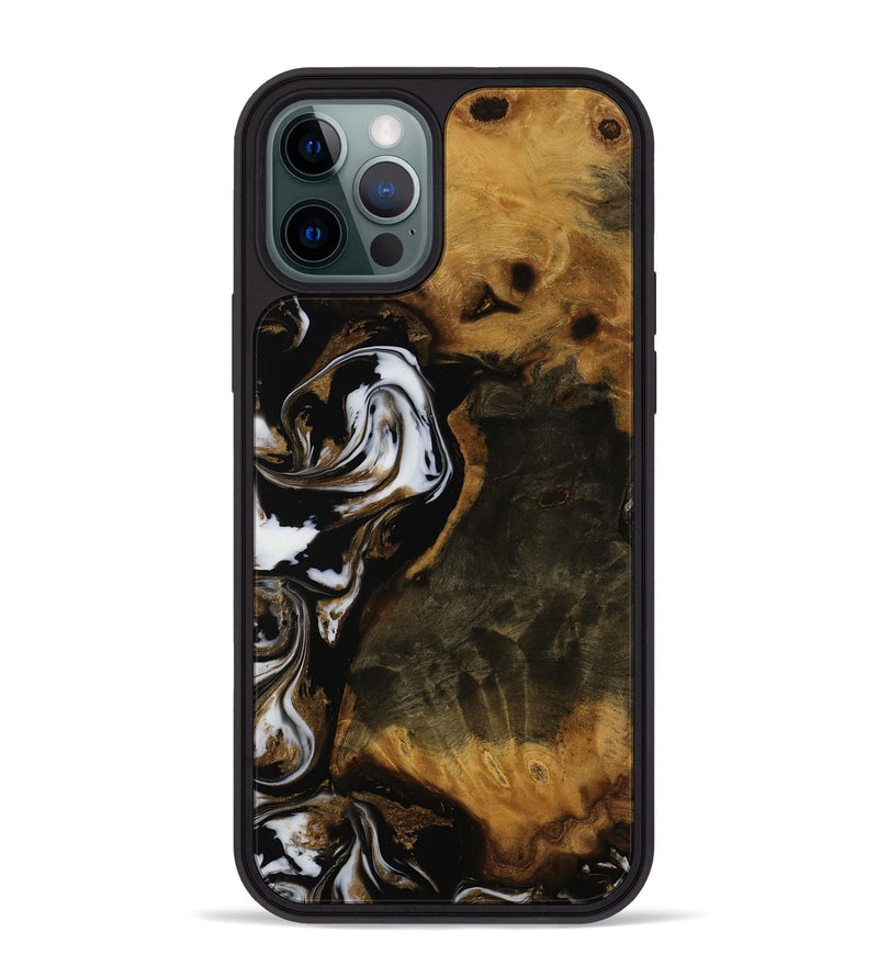 iPhone 12 Pro Max Wood Phone Case - Camron (Black & White, 752029)