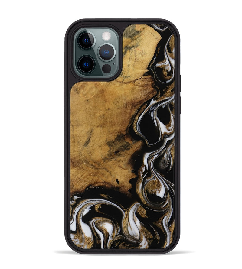 iPhone 12 Pro Max Wood Phone Case - Jenifer (Black & White, 752212)