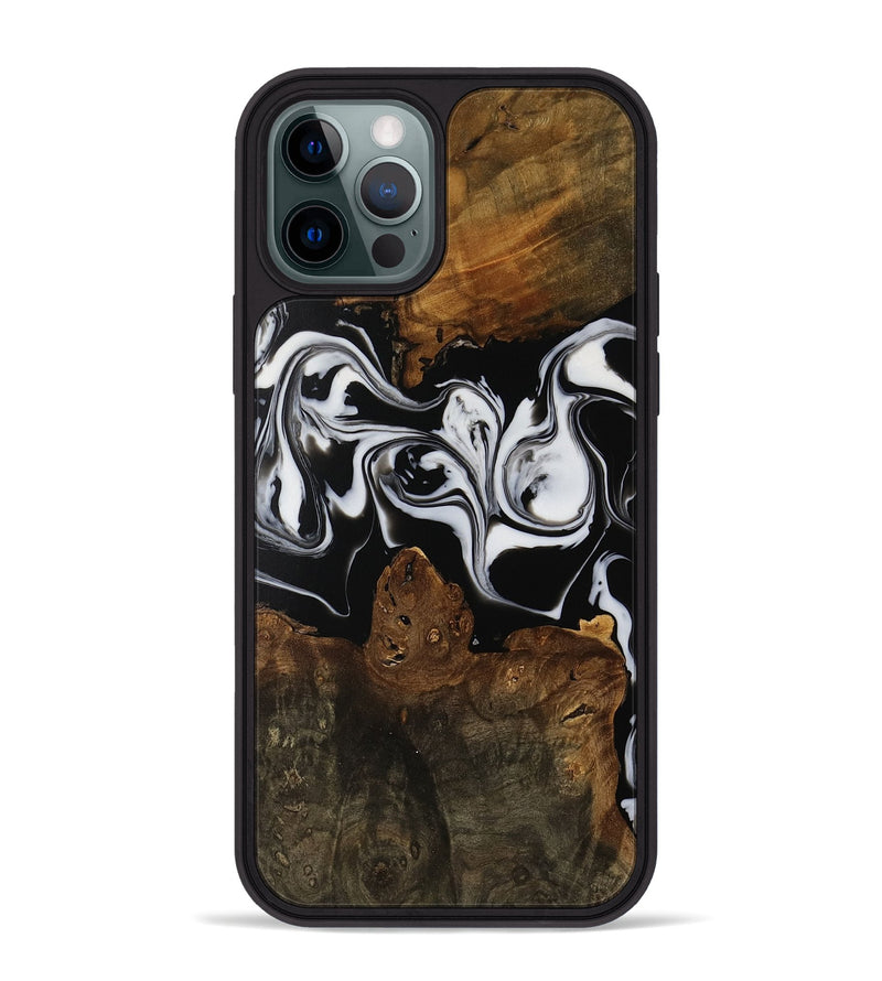 iPhone 12 Pro Max Wood Phone Case - Mikaela (Black & White, 752217)